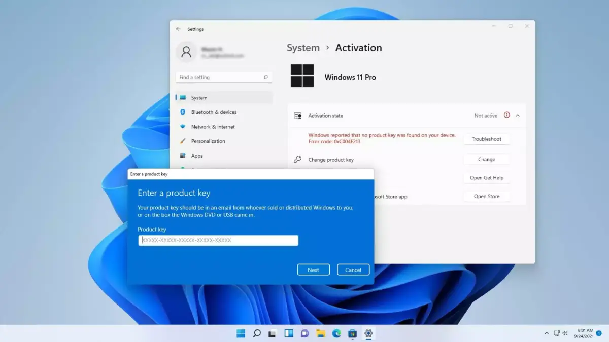 Windows11 activation error codes